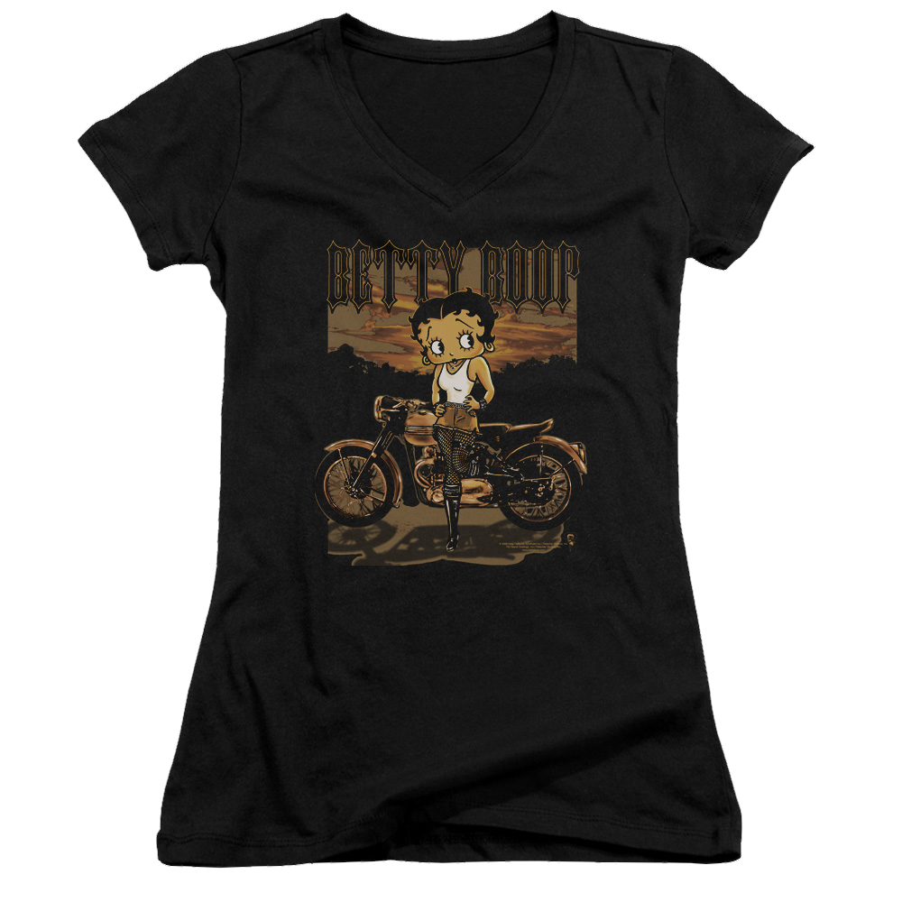 Betty Boop Rebel Rider - Juniors V-Neck T-Shirt Juniors V-Neck T-Shirt Betty Boop