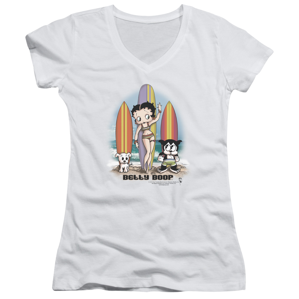 Betty Boop Surfers - Juniors V-Neck T-Shirt Juniors V-Neck T-Shirt Betty Boop