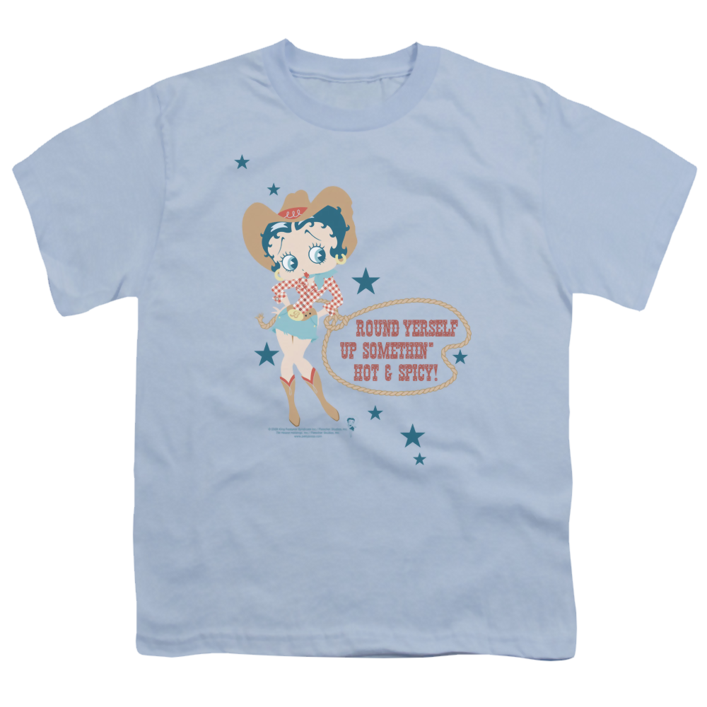 Betty Boop Hot And Spicy Cowgirl - Youth T-Shirt Youth T-Shirt (Ages 8-12) Betty Boop