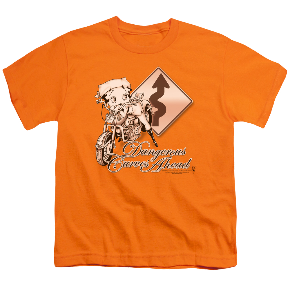 Betty Boop Dangerous Curves - Youth T-Shirt Youth T-Shirt (Ages 8-12) Betty Boop