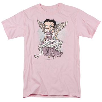 Pink men's regular fit t-shirt with Betty Boop Grandma Guardian Angel graphic