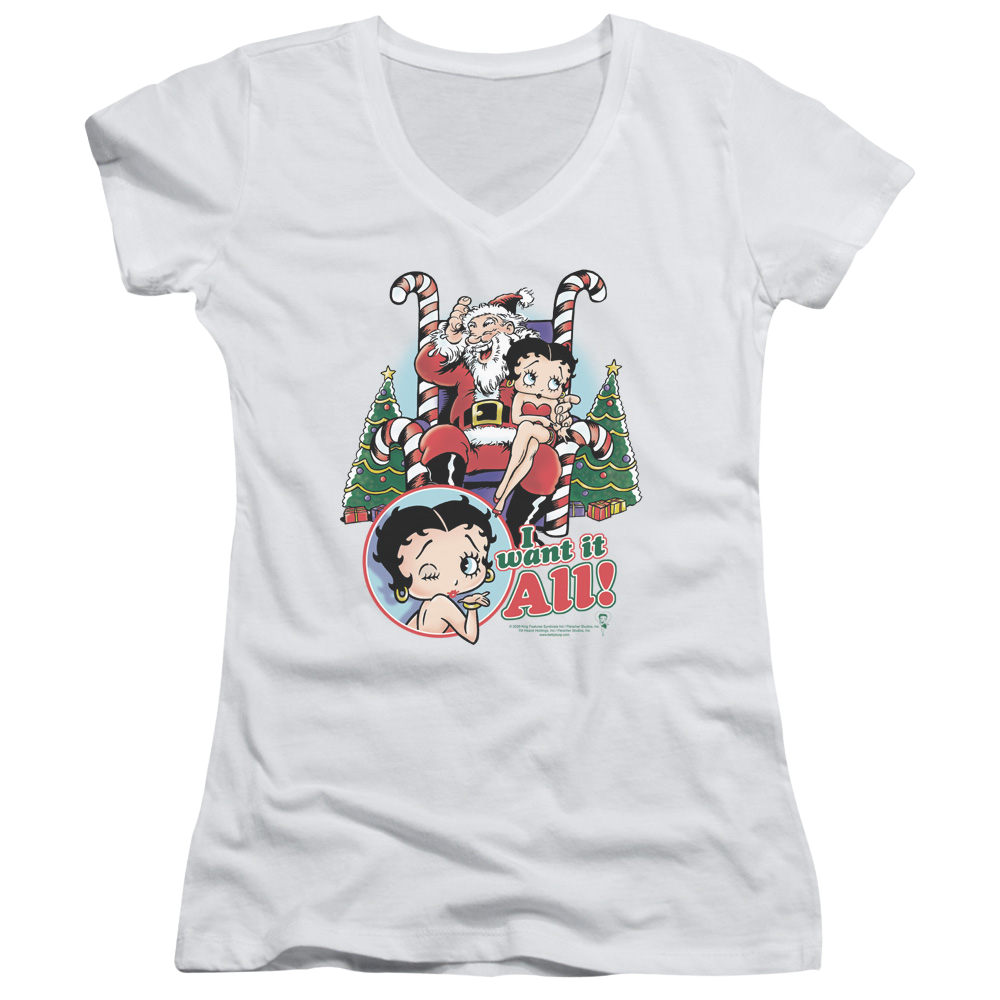 Betty Boop I Want It All - Juniors V-Neck T-Shirt Juniors V-Neck T-Shirt Betty Boop