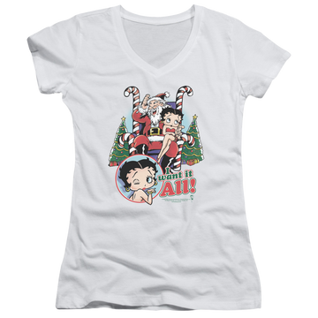 Betty Boop I Want It All - Juniors V-Neck T-Shirt Juniors V-Neck T-Shirt Betty Boop