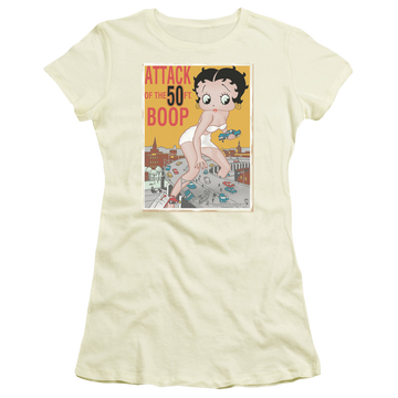 Cream juniors t-shirt with Betty Boop Attack Of 50Ft Boop graphic