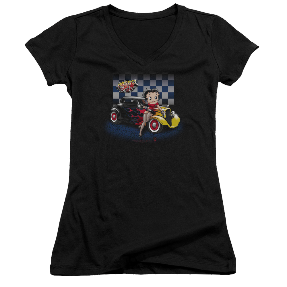 Betty Boop Hot Rod Boop - Juniors V-Neck T-Shirt Juniors V-Neck T-Shirt Betty Boop