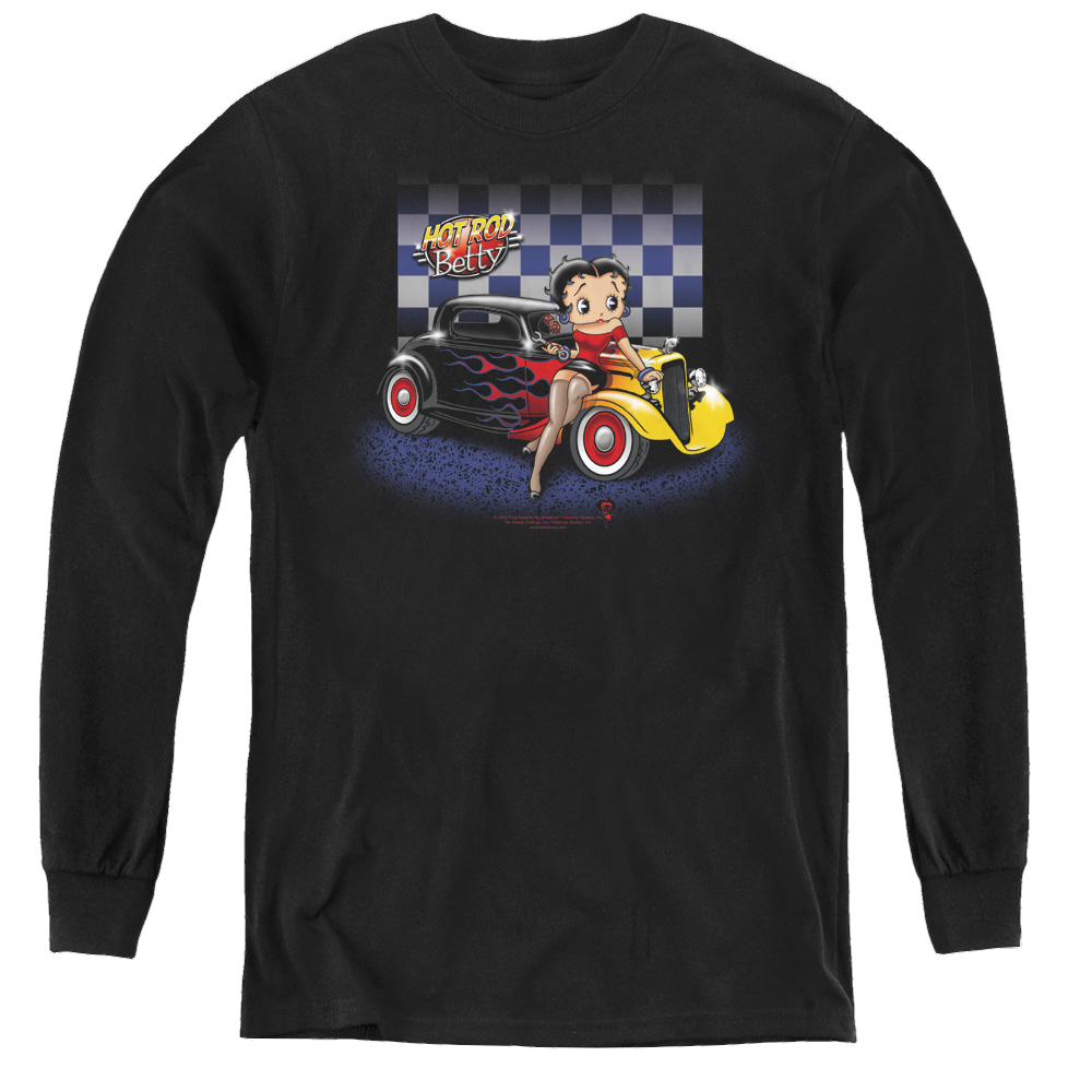 Betty Boop Hot Rod Boop - Youth Long Sleeve T-Shirt Youth Long Sleeve T-Shirt Betty Boop