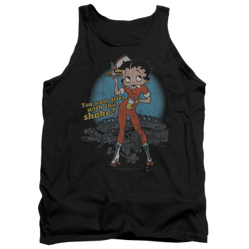 Black men's tank with Betty Boop Fries With That graphic