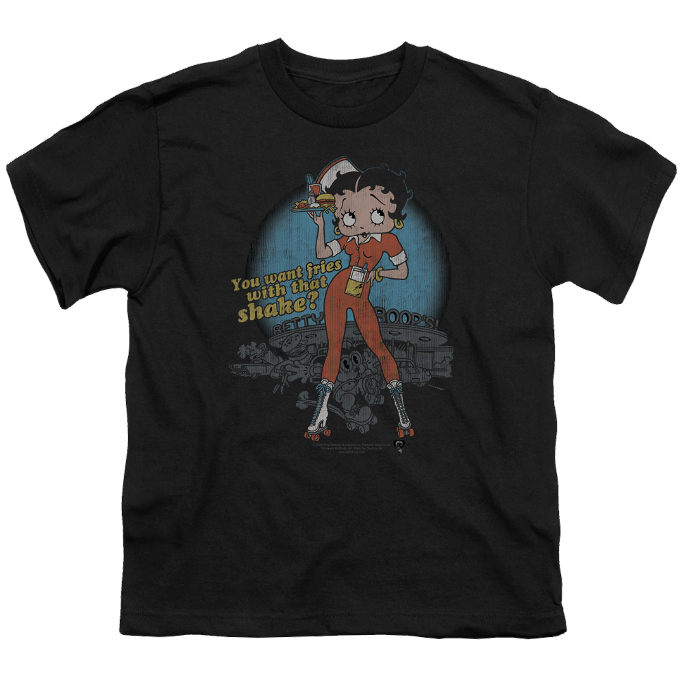 Betty Boop Fries With That - Youth T-Shirt Youth T-Shirt (Ages 8-12) Betty Boop