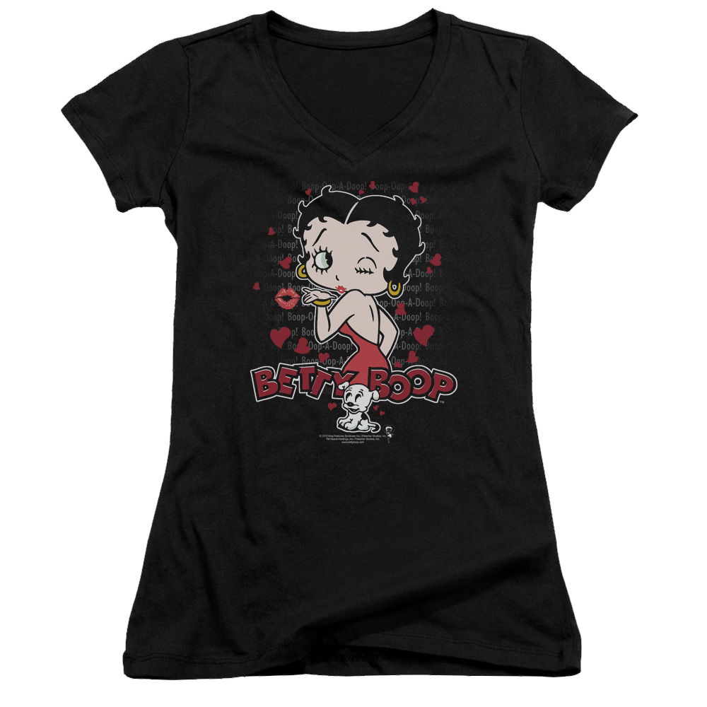 Betty Boop Classic Kiss - Juniors V-Neck T-Shirt Juniors V-Neck T-Shirt Betty Boop