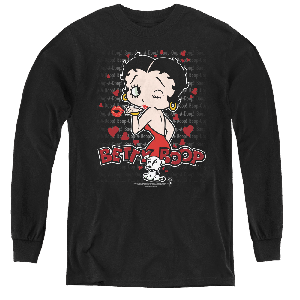 Betty Boop Classic Kiss - Youth Long Sleeve T-Shirt Youth Long Sleeve T-Shirt Betty Boop