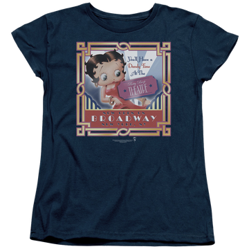 Navy women's t-shirt with Betty Boop On Broadway graphic