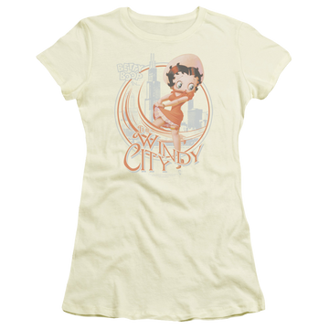 Cream juniors t-shirt with Betty Boop The Windy City graphic