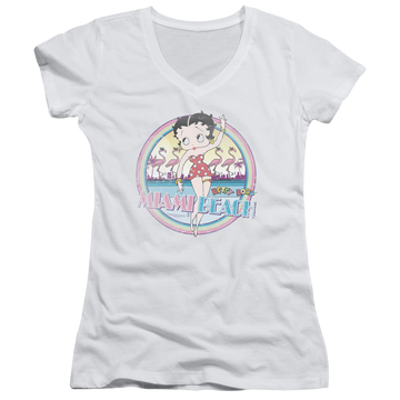 Betty Boop Miami Beach - Juniors V-Neck T-Shirt Juniors V-Neck T-Shirt Betty Boop