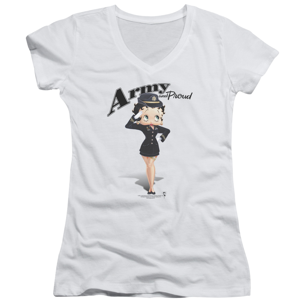 Betty Boop Army Boop - Juniors V-Neck T-Shirt Juniors V-Neck T-Shirt Betty Boop