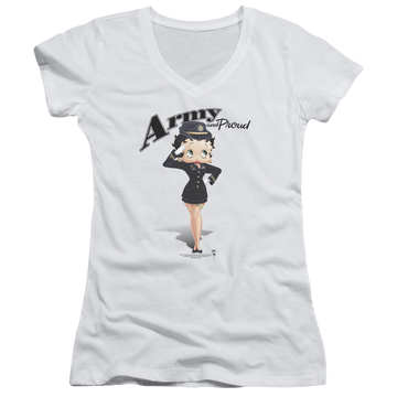 Betty Boop Army Boop - Juniors V-Neck T-Shirt Juniors V-Neck T-Shirt Betty Boop