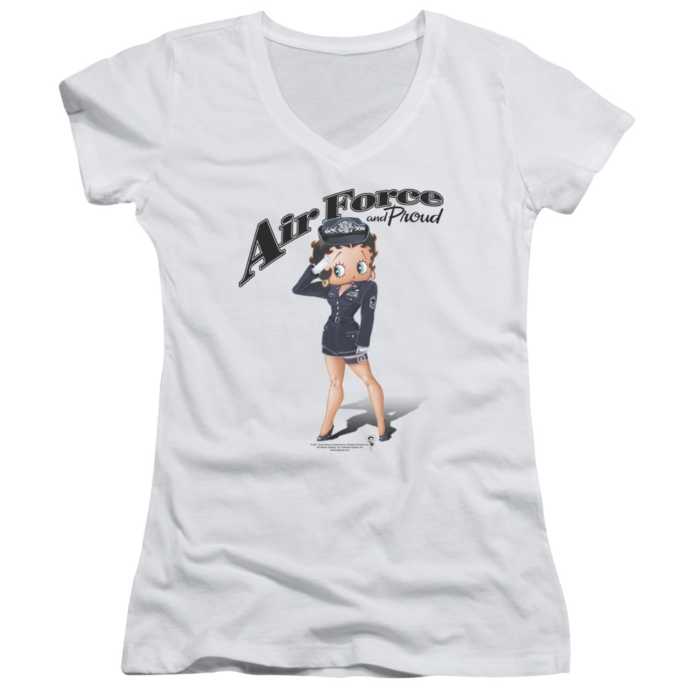 Betty Boop Air Force Boop - Juniors V-Neck T-Shirt Juniors V-Neck T-Shirt Betty Boop