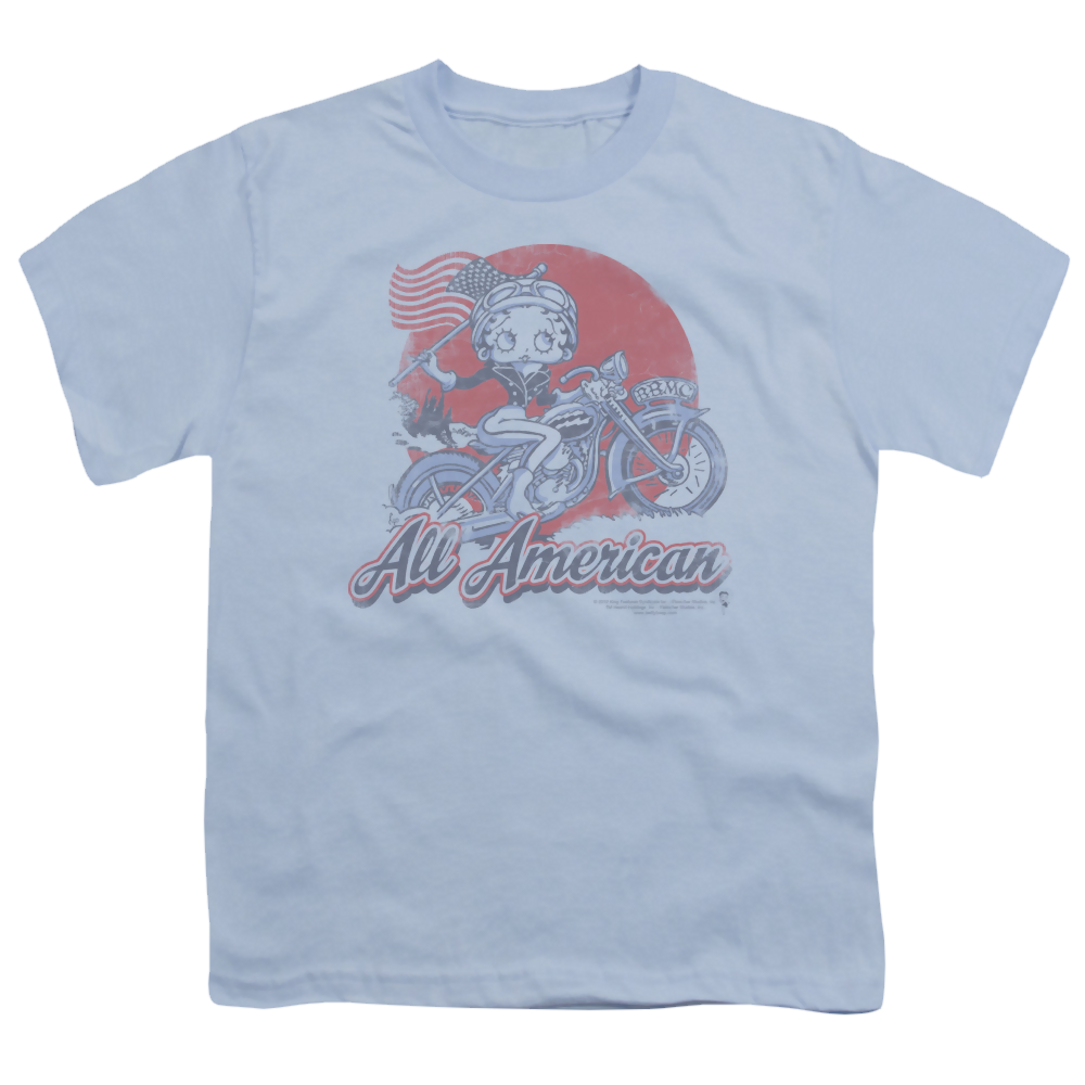 Betty Boop All American Biker - Youth T-Shirt Youth T-Shirt (Ages 8-12) Betty Boop