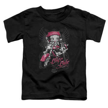 Black toddler t-shirt with Betty Boop Biker Babe graphic
