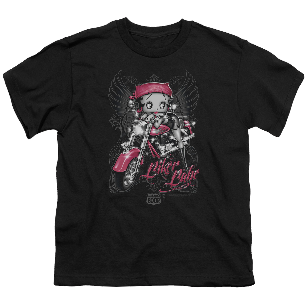 Betty Boop Biker Babe - Youth T-Shirt Youth T-Shirt (Ages 8-12) Betty Boop