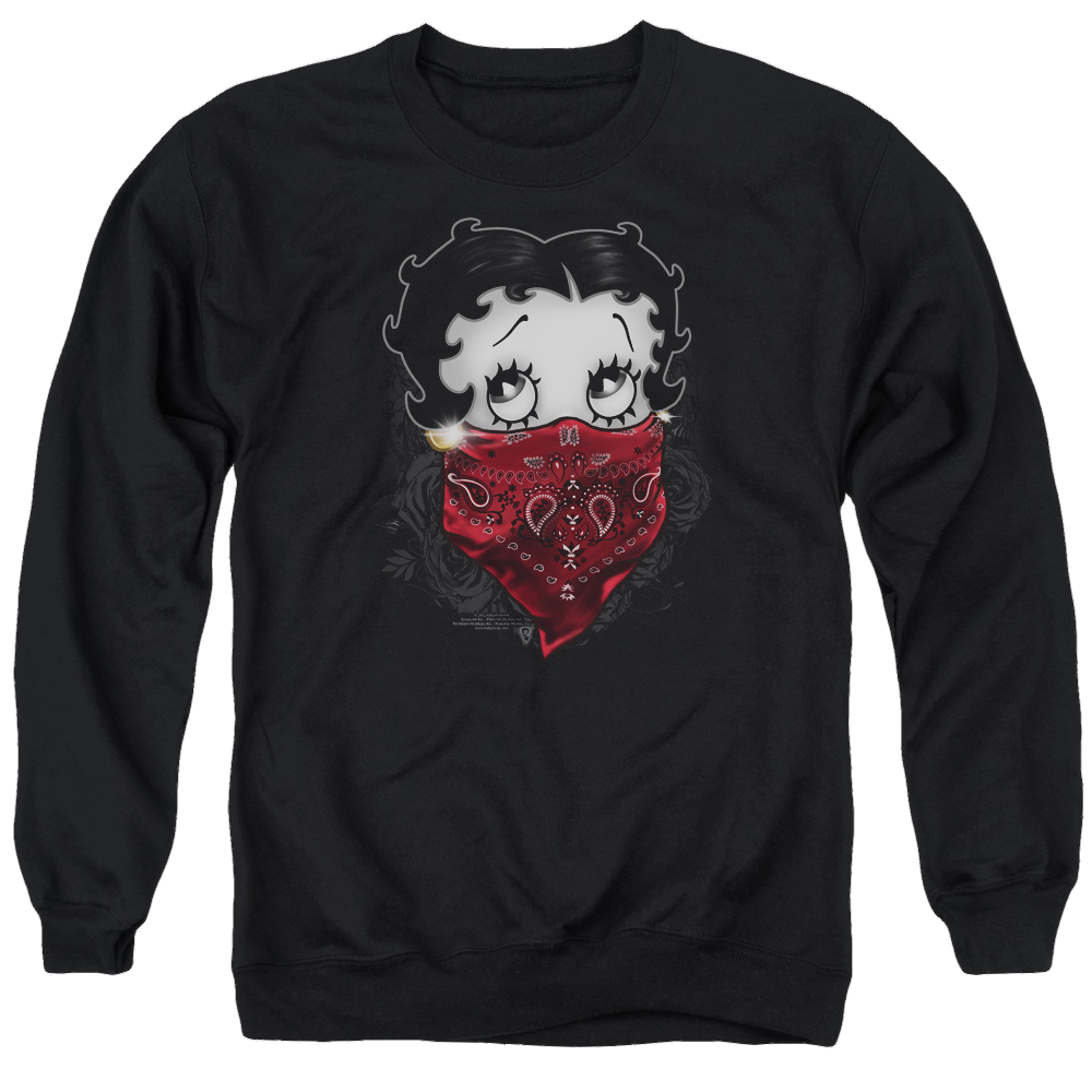 Betty Boop Bandana & Roses - Men's Crewneck Sweatshirt Men's Crewneck Sweatshirt Betty Boop