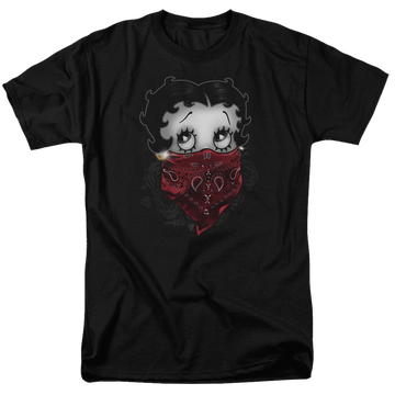 Black men's regular fit t-shirt with Betty Boop Bandana & Roses graphic