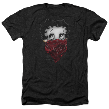 Charcoal men's heather t-shirt with Betty Boop Bandana & Roses graphic