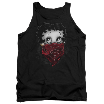 Black men's tank with Betty Boop Bandana & Roses graphic