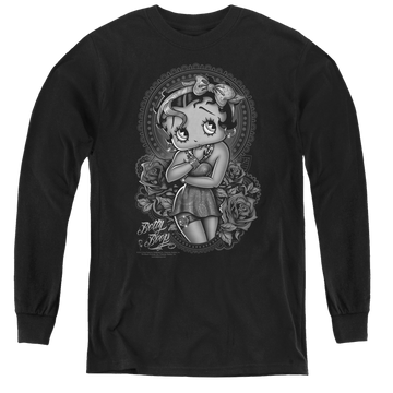 Betty Boop Fashion Roses - Youth Long Sleeve T-Shirt Youth Long Sleeve T-Shirt Betty Boop