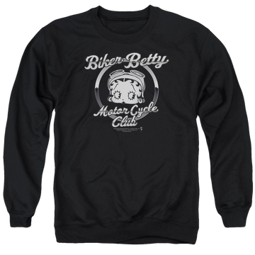 Black men's crewneck sweatshirt with Betty Boop Chromed Logo graphic