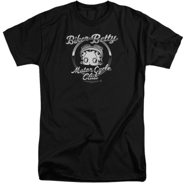 Black men's tall fit t-shirt with Betty Boop Chromed Logo graphic