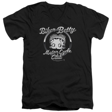 Black men's v-neck t-shirt with Betty Boop Chromed Logo graphic