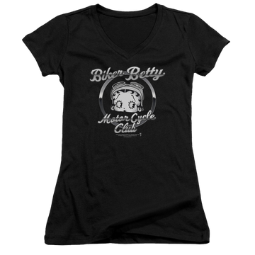 Betty Boop Chromed Logo - Juniors V-Neck T-Shirt Juniors V-Neck T-Shirt Betty Boop