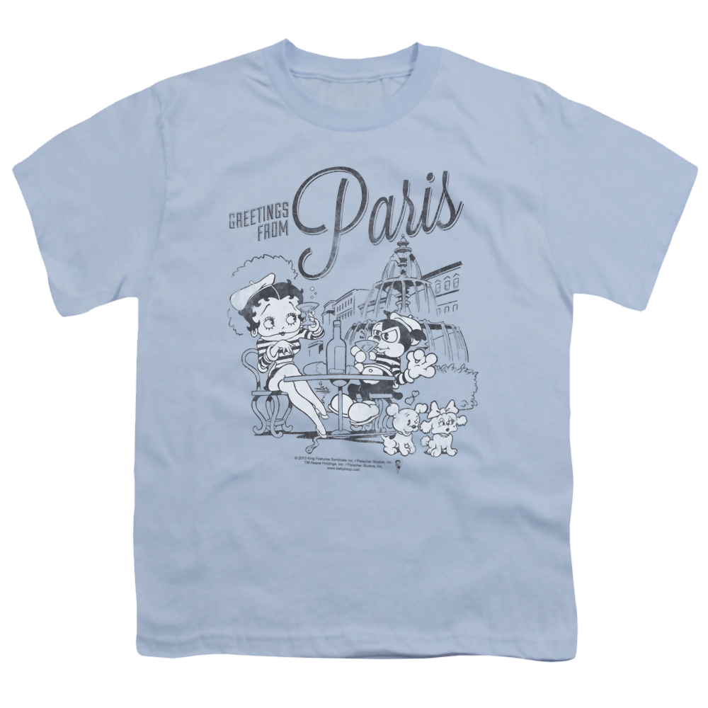 Betty Boop Greetings From Paris - Youth T-Shirt Youth T-Shirt (Ages 8-12) Betty Boop