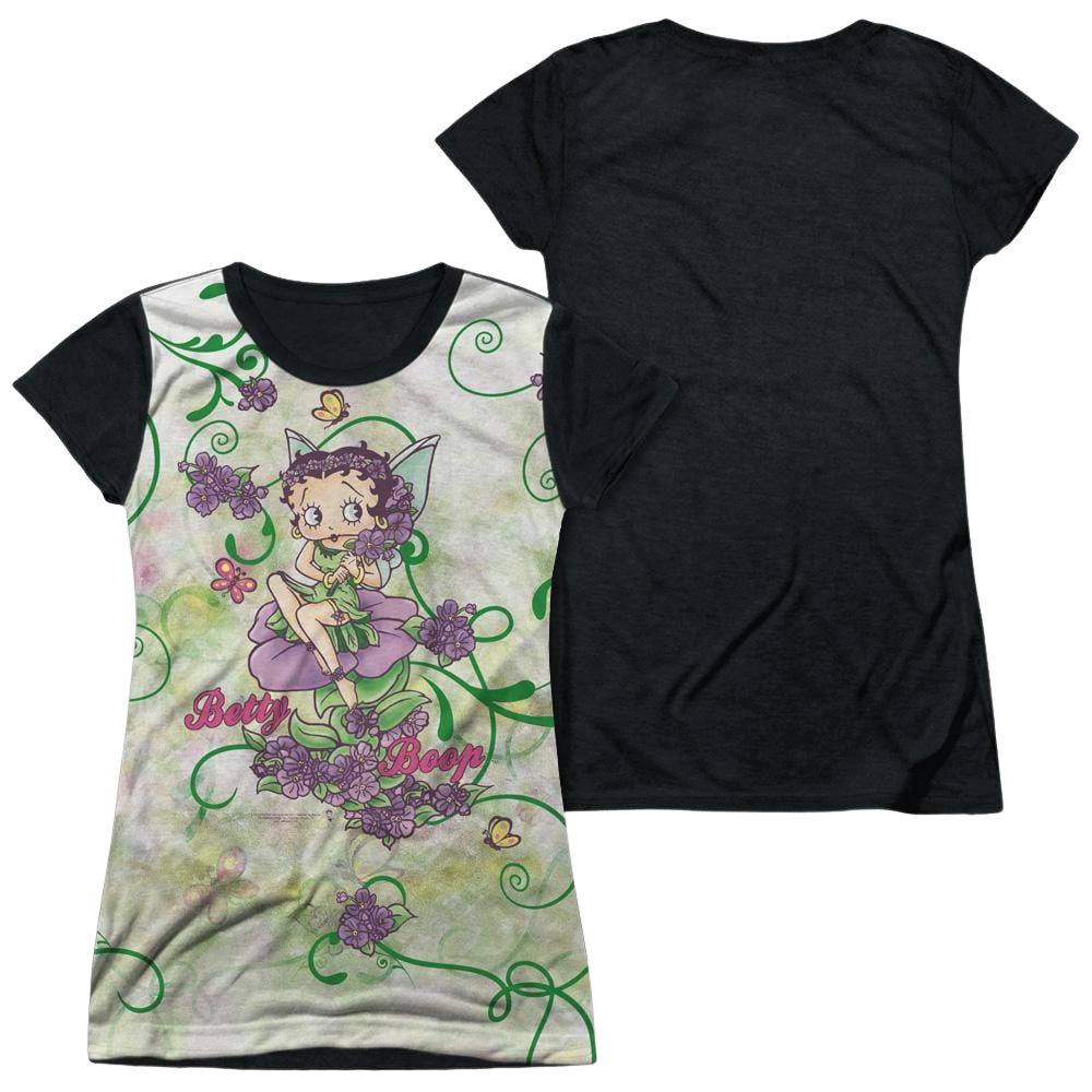 Betty Boop Flower Fairy - Juniors Black Back T-Shirt Juniors Black Back T-Shirt Betty Boop