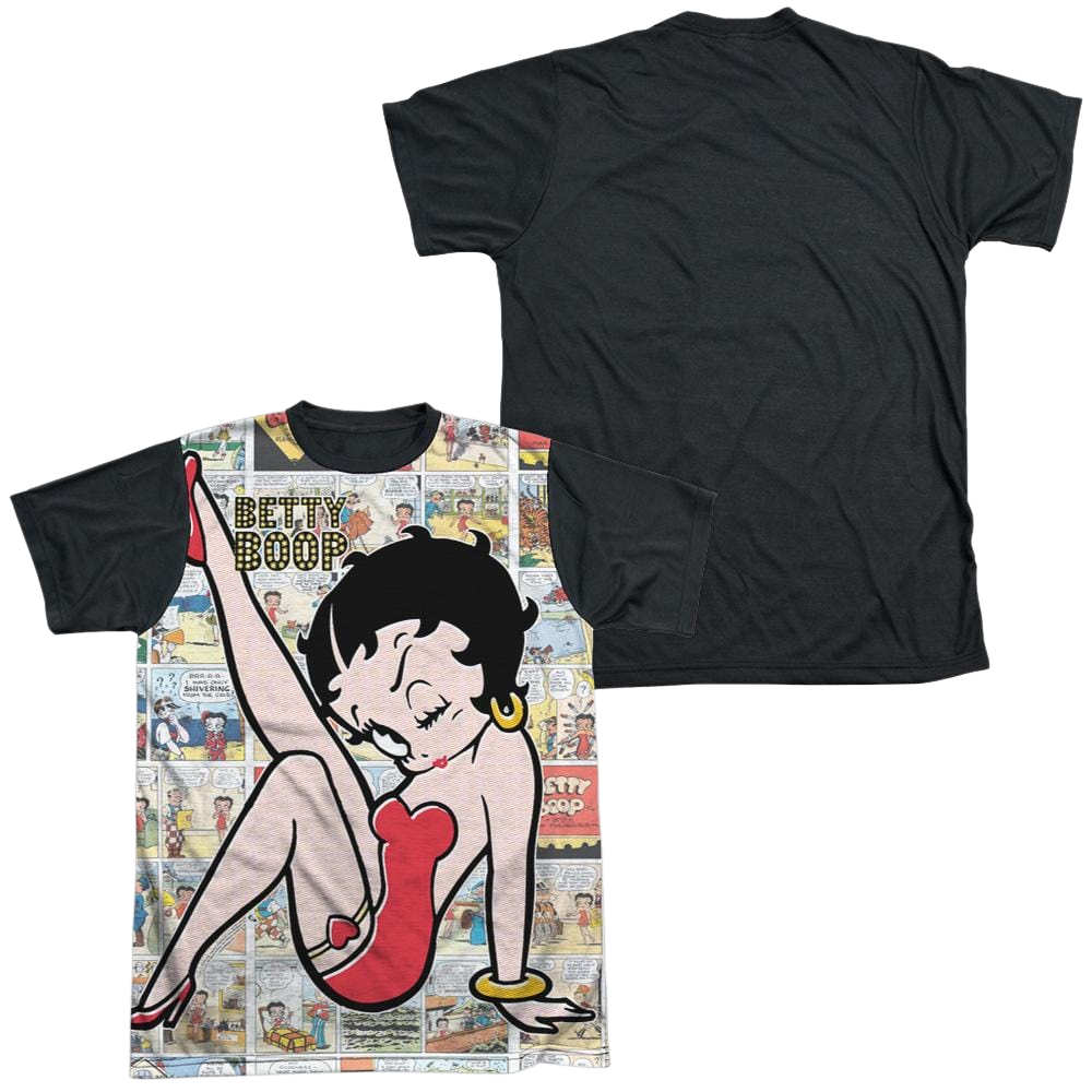 Betty Boop Vintage Strips - Men's Black Back T-Shirt Men's Black Back T-Shirt Betty Boop