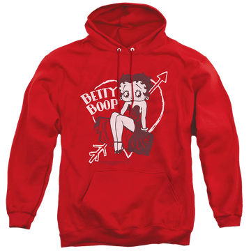 Red pullover hoodie with Betty Boop Lover Girl graphic