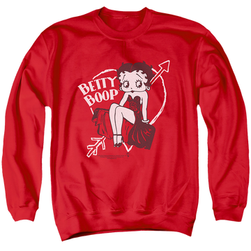 Red men's crewneck sweatshirt with Betty Boop Lover Girl graphic