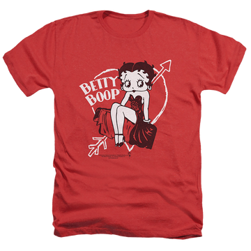 Red men's heather t-shirt with Betty Boop Lover Girl graphic