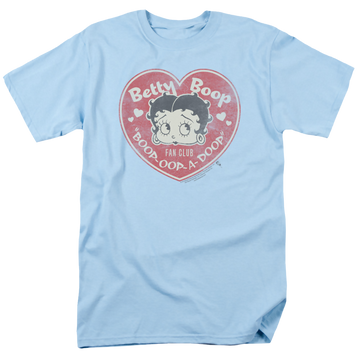 Light blue men's regular fit t-shirt with Betty Boop Fan Club Heart graphic