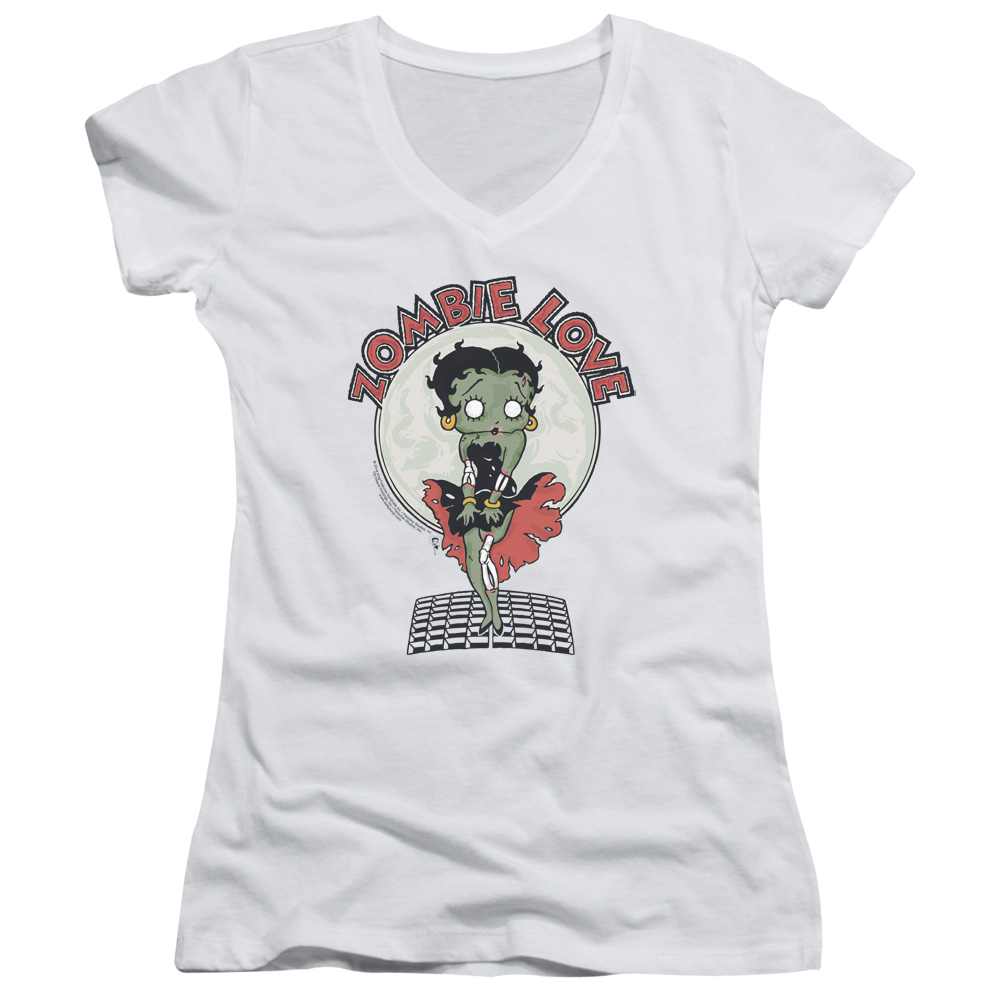 Betty Boop Breezy Zombie Love - Juniors V-Neck T-Shirt Juniors V-Neck T-Shirt Betty Boop