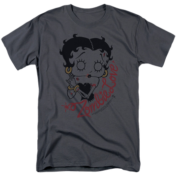 Charcoal men's regular fit t-shirt with Betty Boop Classic Zombie graphic