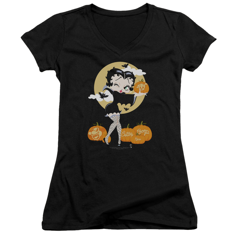 Betty Boop Vamp Pumkins - Juniors V-Neck T-Shirt Juniors V-Neck T-Shirt Betty Boop