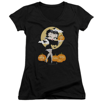 Betty Boop Vamp Pumkins - Juniors V-Neck T-Shirt Juniors V-Neck T-Shirt Betty Boop