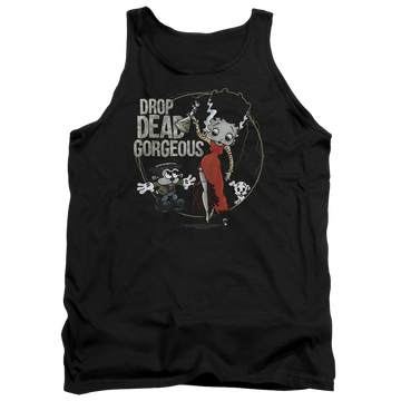 Black men's tank with Betty Boop Drop Dead Gorgeous graphic