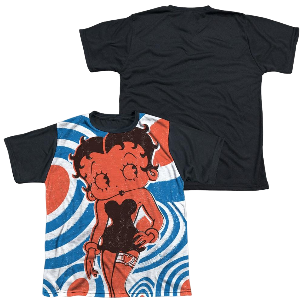 Betty Boop Mod Rings - Youth Black Back T-Shirt (Ages 8-12) Youth Black Back T-Shirt (Ages 8-12) Betty Boop