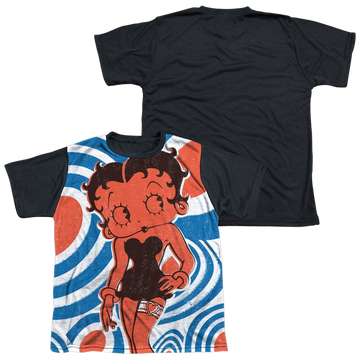 Betty Boop Mod Rings youth black back t-shirt for ages 8 to 12