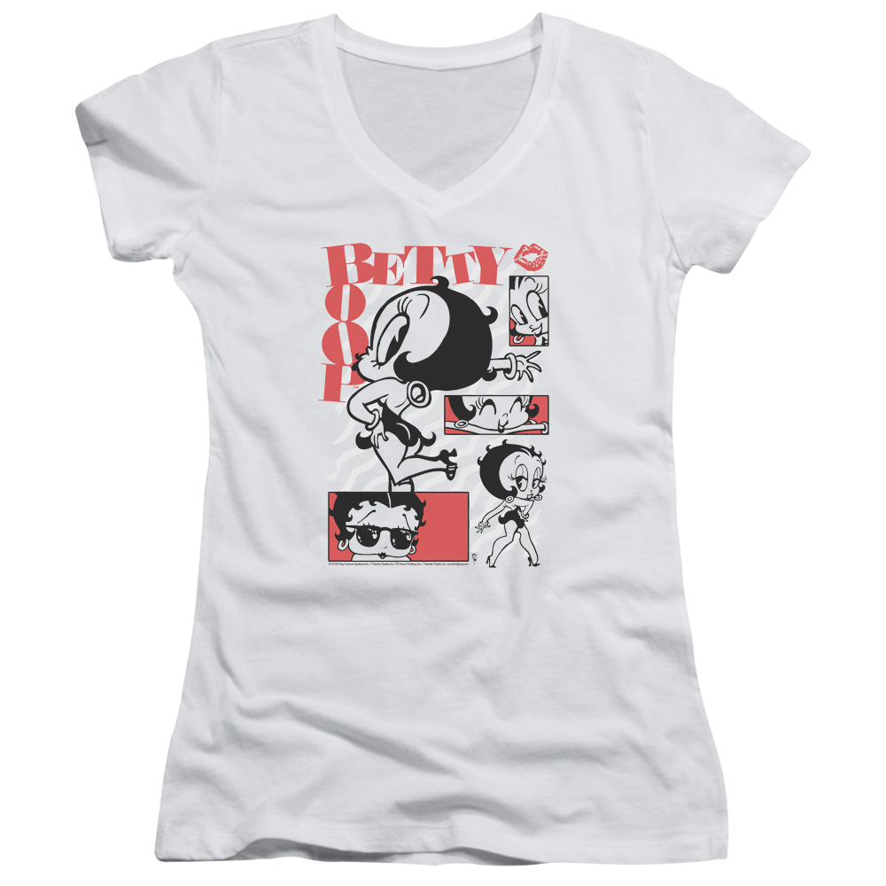 Betty Boop Stylin Snaps - Juniors V-Neck T-Shirt Juniors V-Neck T-Shirt Betty Boop