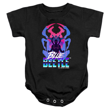 Black baby bodysuit with BLUE BEETLE (2023) Silhouette graphic
