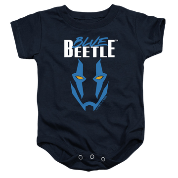 Navy baby bodysuit with BLUE BEETLE (2023) Mask graphic