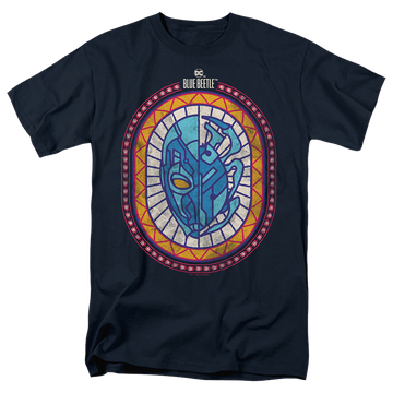 Navy men's regular fit t-shirt with BLUE BEETLE (2023) Reyes Courage graphic